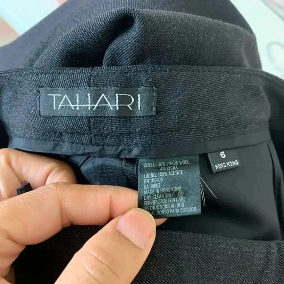 Tahari Wool Blend Pants Solid Black St Leg - Picture 8 of 10